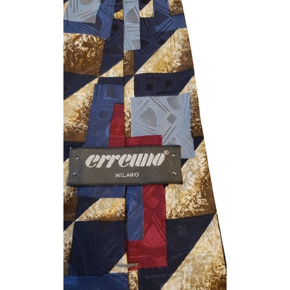 Erreuno Milano Milan Italy 100% Imported Silk Tie Italian‎ Blue/Red/Gold Necktie - Picture 5 of 14